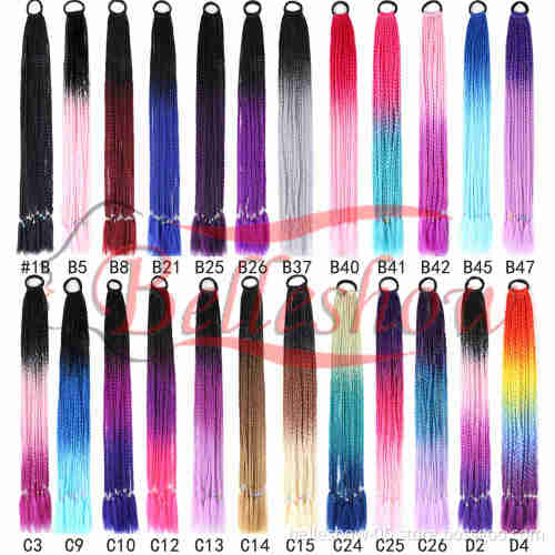 Hot sell Ombre Mixed Color Straight Synthetic Ponytail Wrap Around Ponytail Colorful small pigtail hair circle color ponytail
